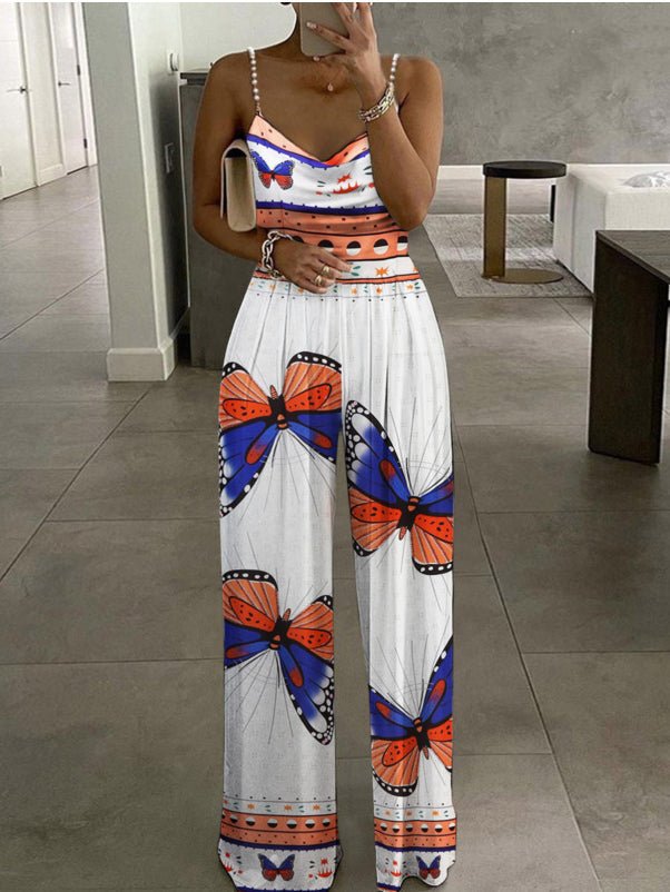 Women's Jumpsuits Printed Sling Sleeveless Wide-Leg Jumpsuit - LuckyFash™