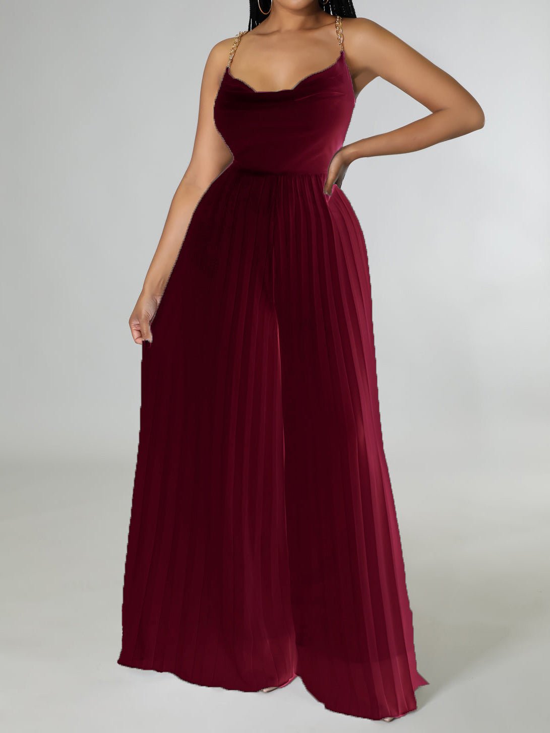 Women's Jumpsuits Sling Backless Pleated Wide-Leg Jumpsuit - LuckyFash™