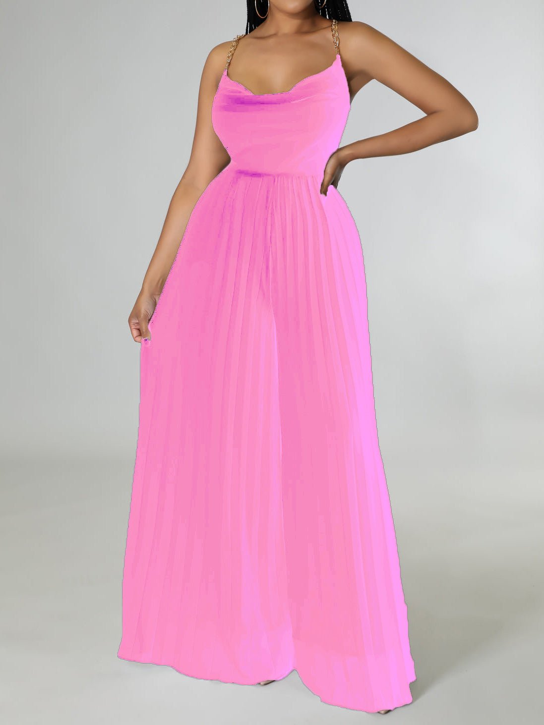 Women's Jumpsuits Sling Backless Pleated Wide-Leg Jumpsuit - LuckyFash™