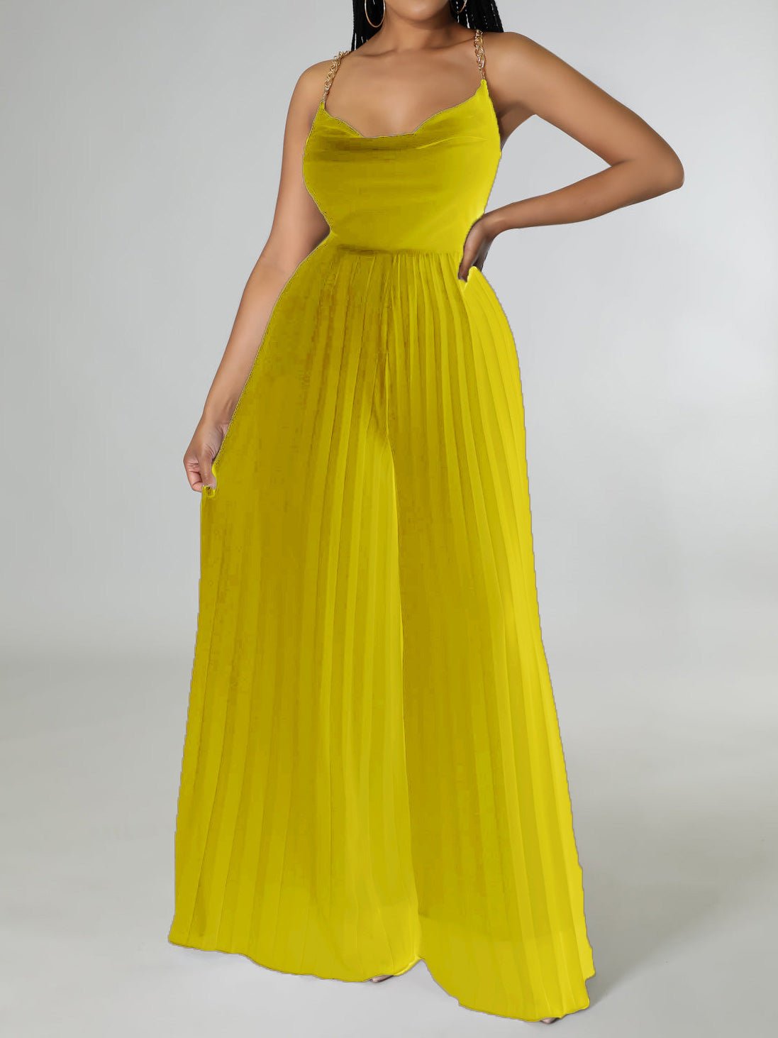 Women's Jumpsuits Sling Backless Pleated Wide-Leg Jumpsuit - LuckyFash™