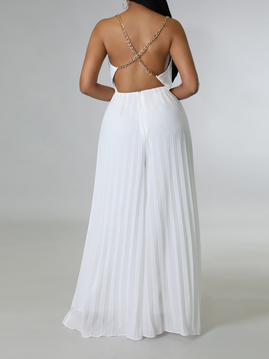 Women's Jumpsuits Sling Backless Pleated Wide-Leg Jumpsuit - LuckyFash™