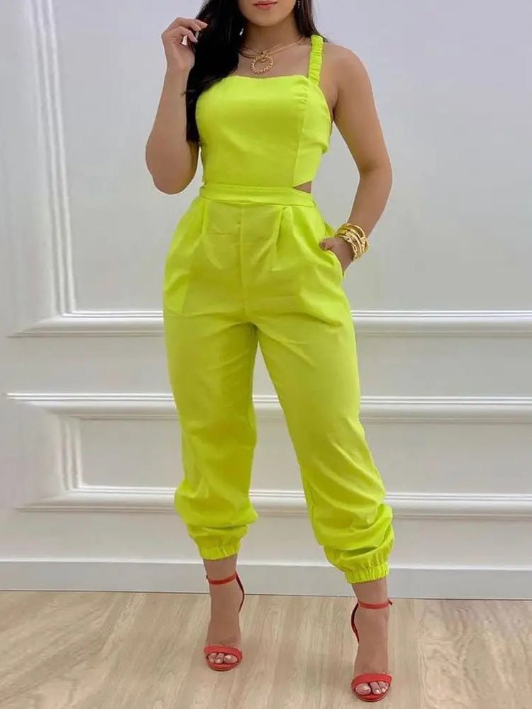 Women's Jumpsuits Sling Bare Back Pocket Sleeveless Jumpsuit - LuckyFash™
