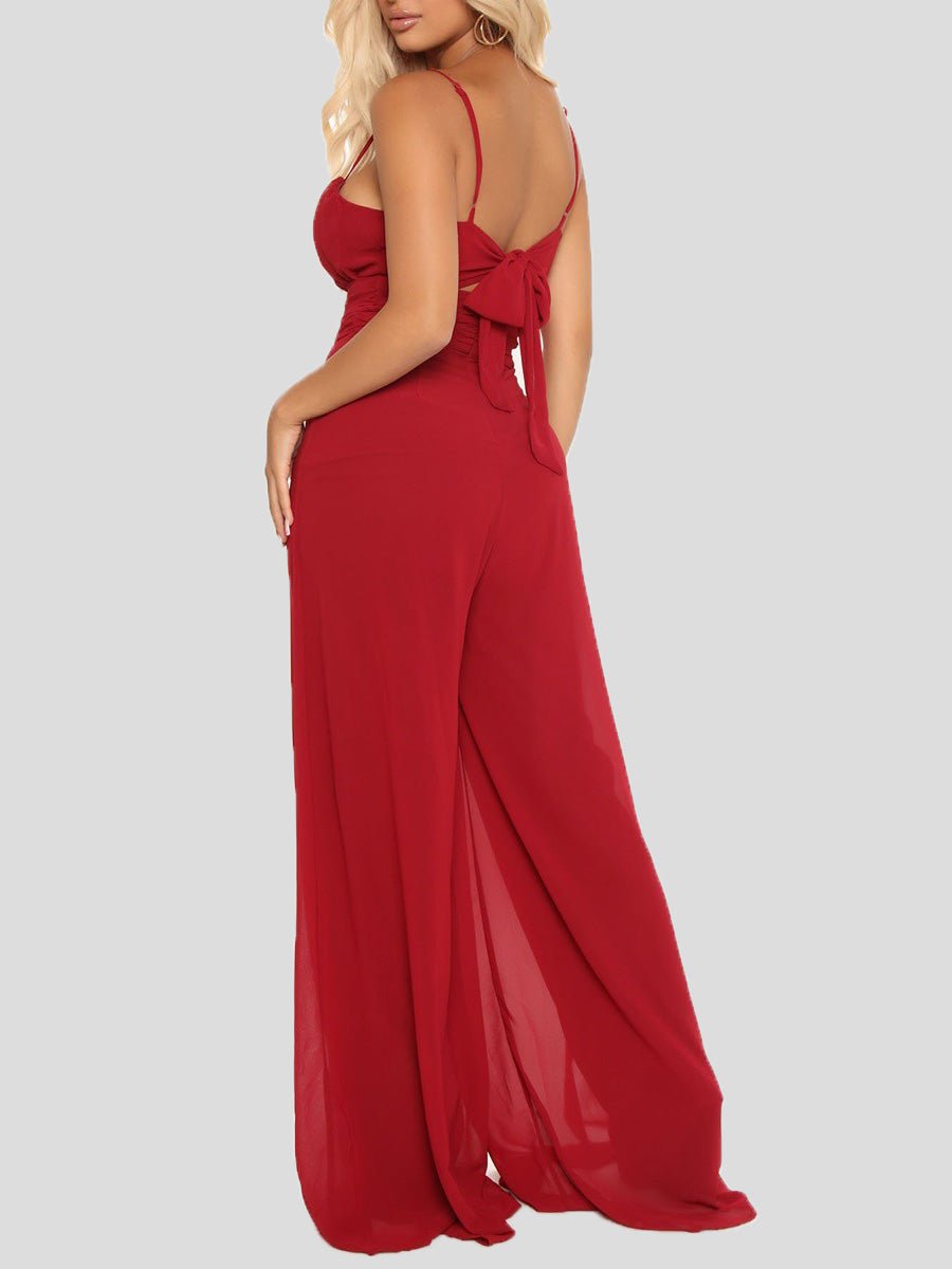 Women's Jumpsuits Sling Bare Back Wide-Leg Jumpsuit - LuckyFash™