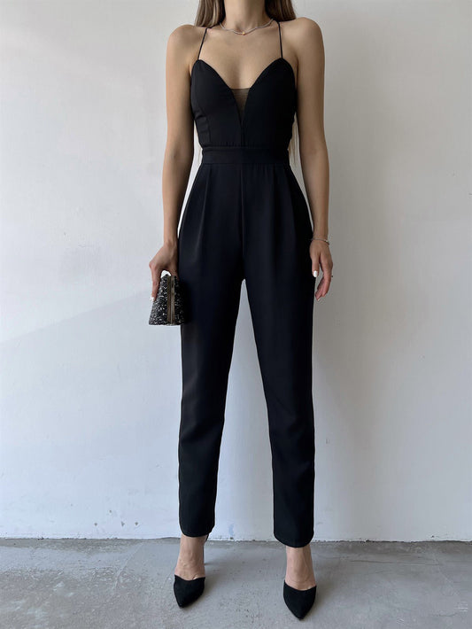 Women's Jumpsuits Sling V-Neck Open Back Slim Fit Jumpsuit - LuckyFash™