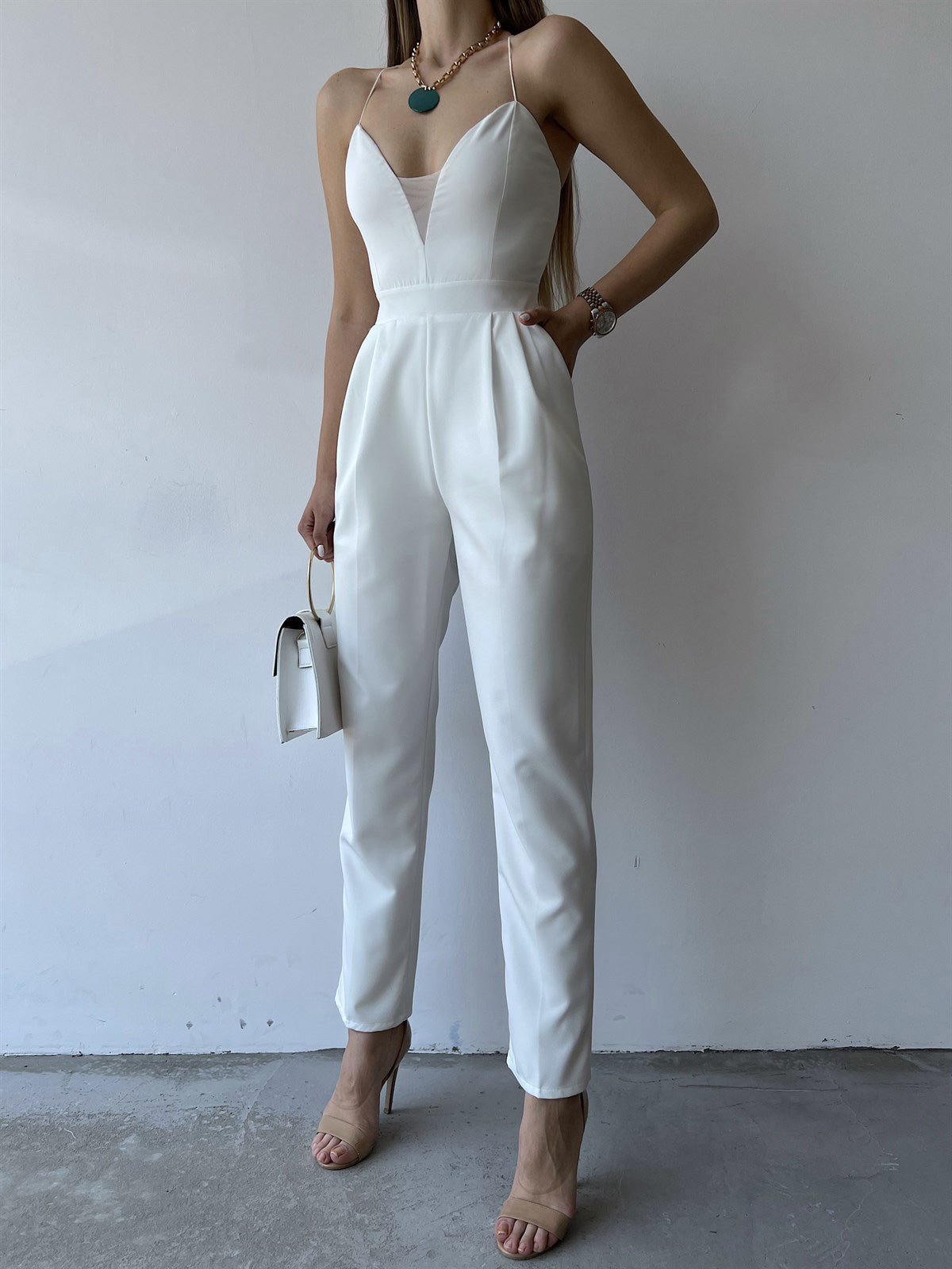 Women's Jumpsuits Sling V-Neck Open Back Slim Fit Jumpsuit - LuckyFash™