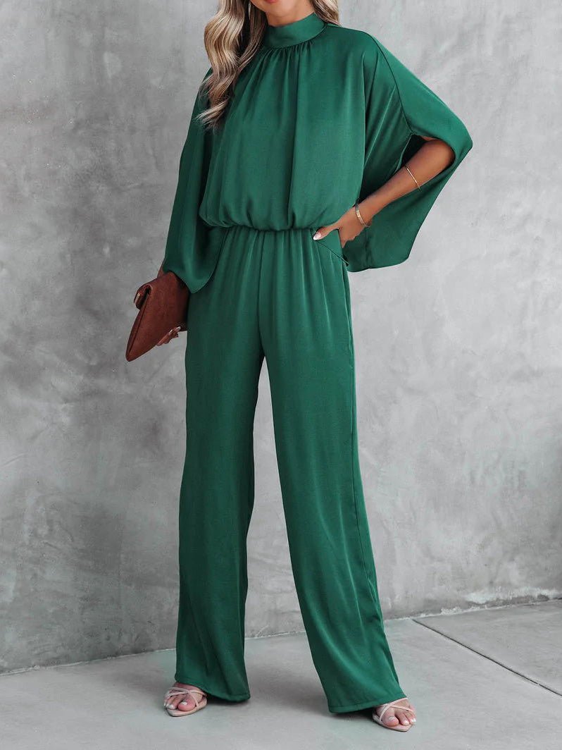 Women's Jumpsuits Solid Elastic Waist Doll Sleeve Casual Jumpsuit - LuckyFash™