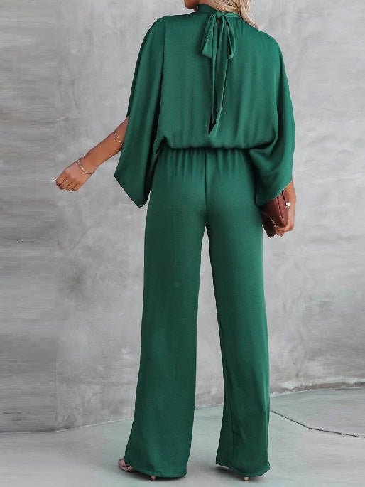 Women's Jumpsuits Solid Elastic Waist Doll Sleeve Casual Jumpsuit - LuckyFash™
