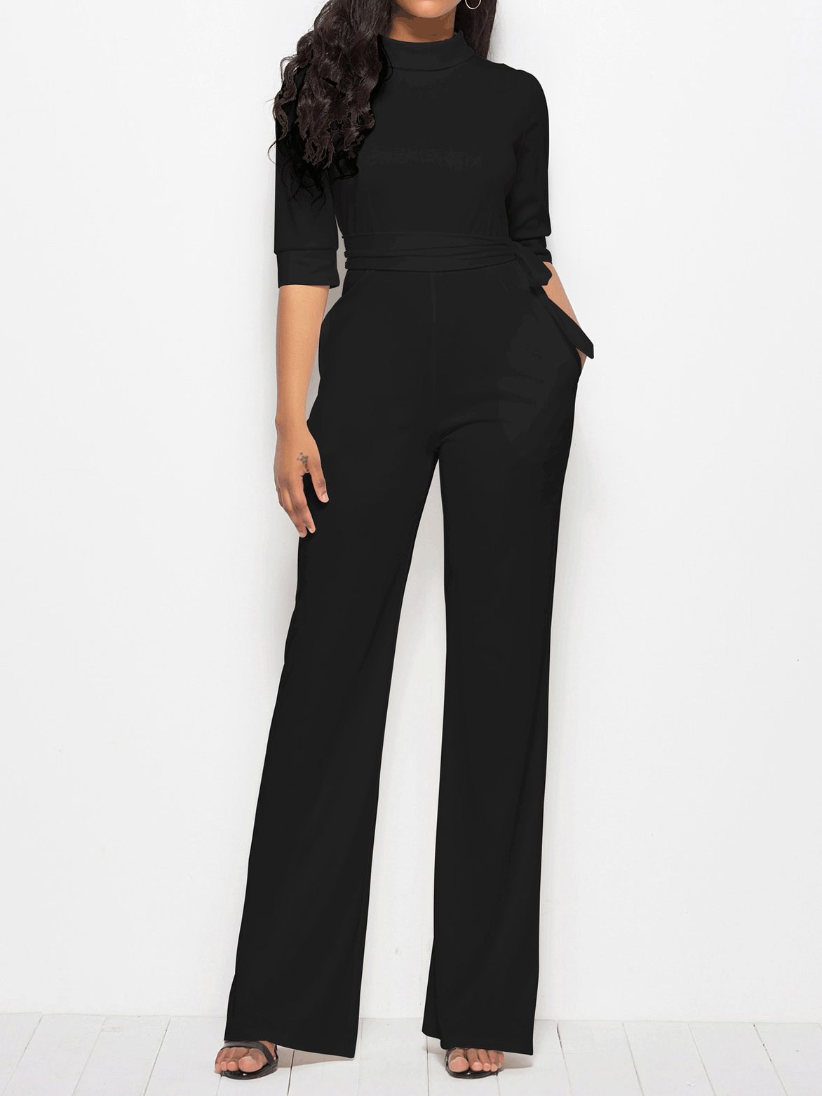 Women's  Jumpsuits Solid Half Sleeve Stand Collar Wide Leg Jumpsuit - LuckyFash™