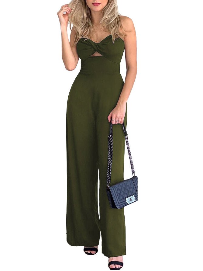 Women's Jumpsuits Solid Hollow Bare Back Sleeveless Jumpsuit - LuckyFash™