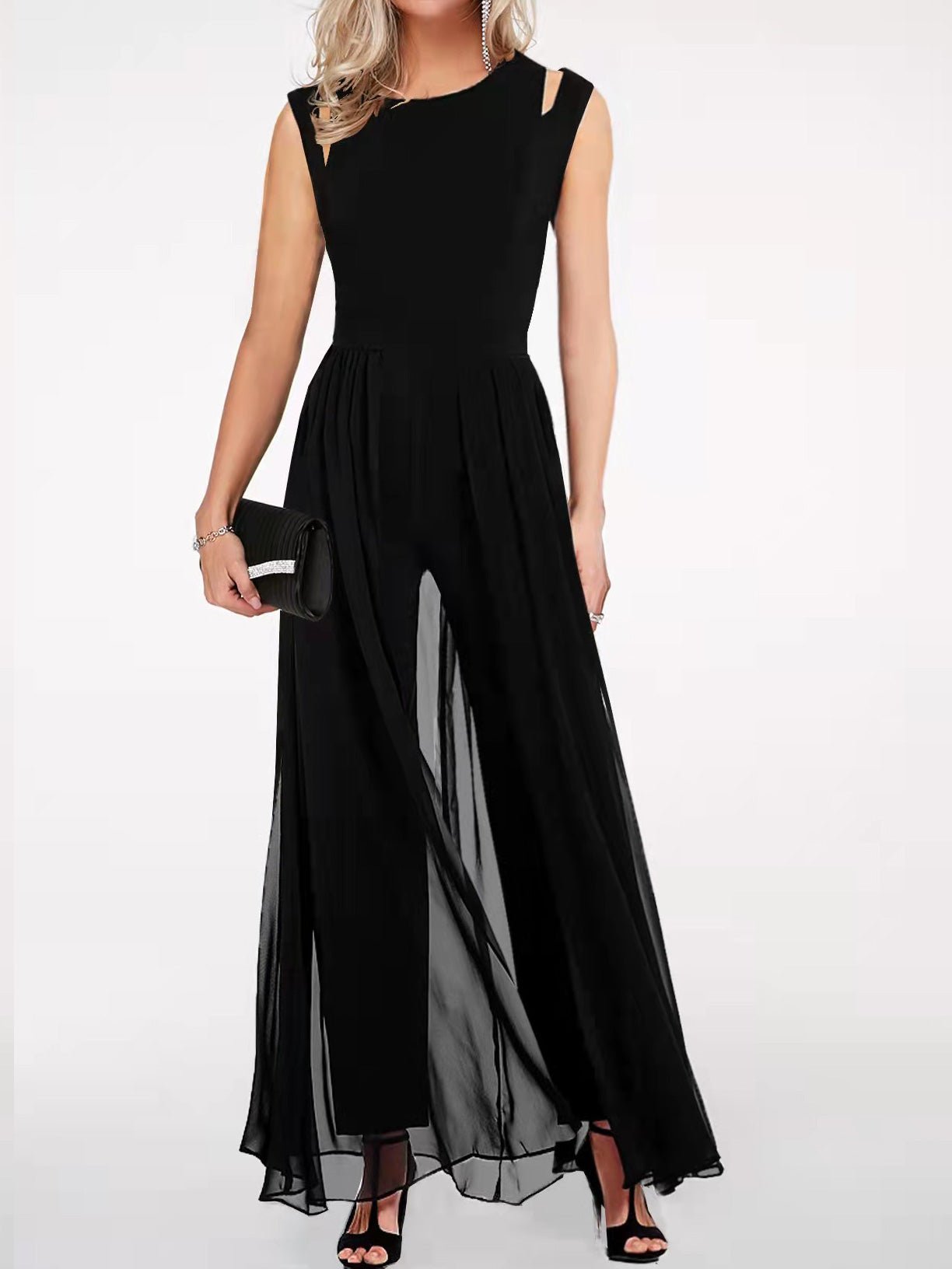 Women's Jumpsuits Solid Hollow Irregular Chiffon Jumpsuit - LuckyFash™