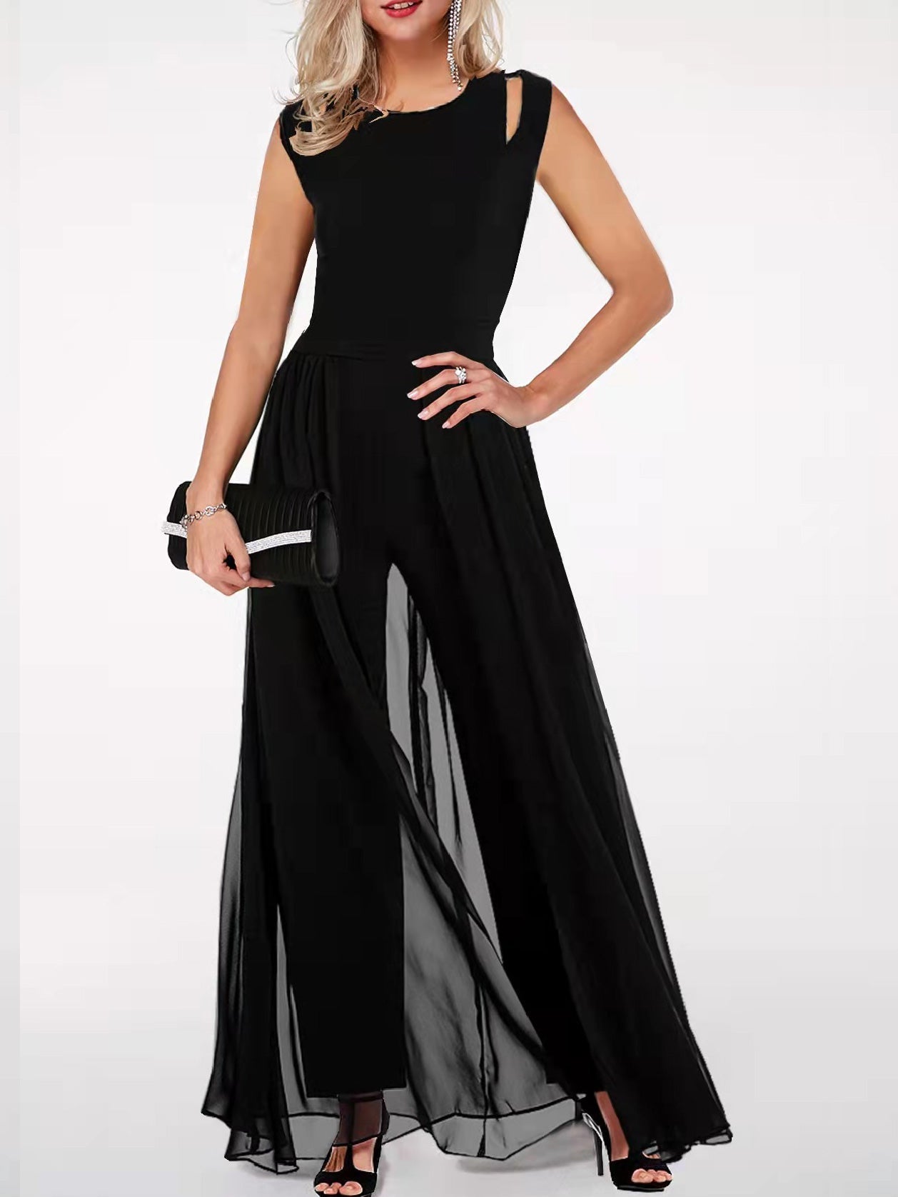 Women's Jumpsuits Solid Hollow Irregular Chiffon Jumpsuit - LuckyFash™