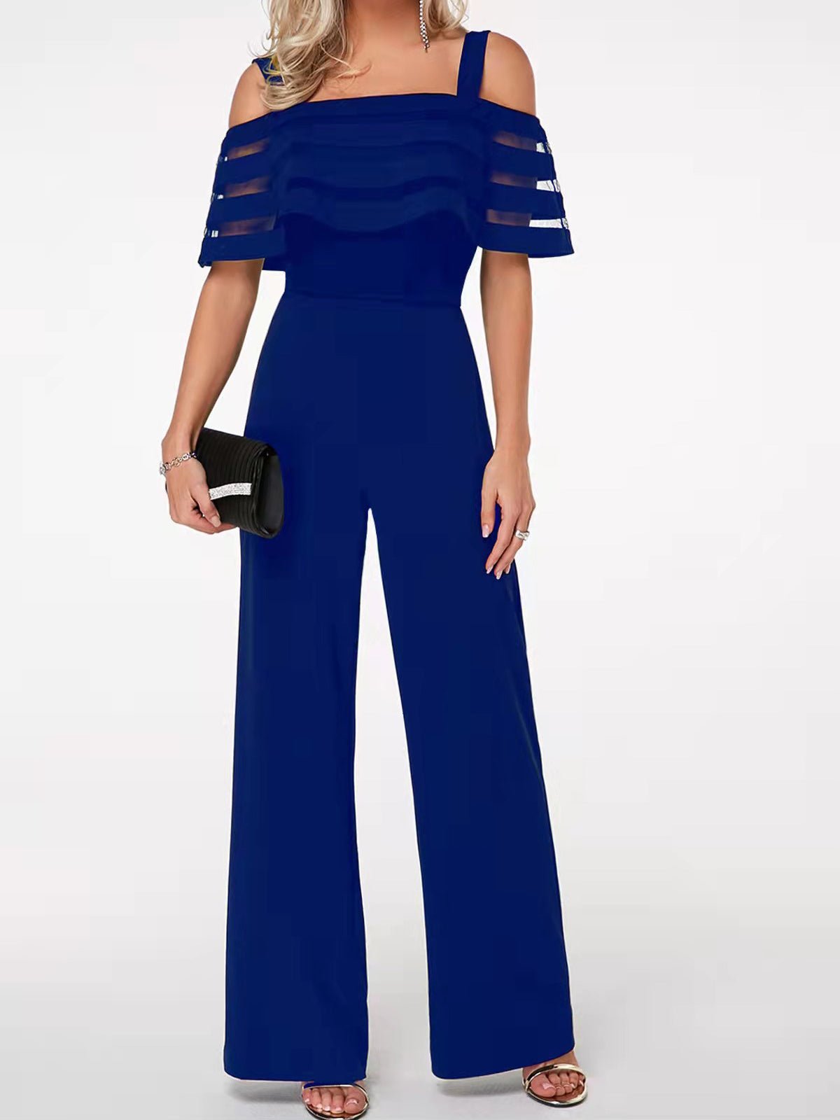 Women's Jumpsuits Solid One Shoulder Mesh Sling Jumpsuit - LuckyFash™