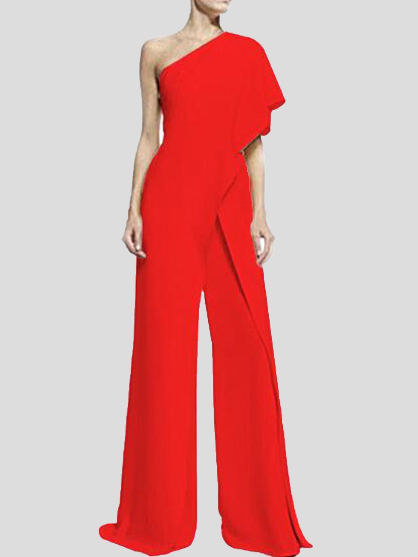 Women's Jumpsuits Solid One Shoulder Wide Leg Jumpsuit - LuckyFash™