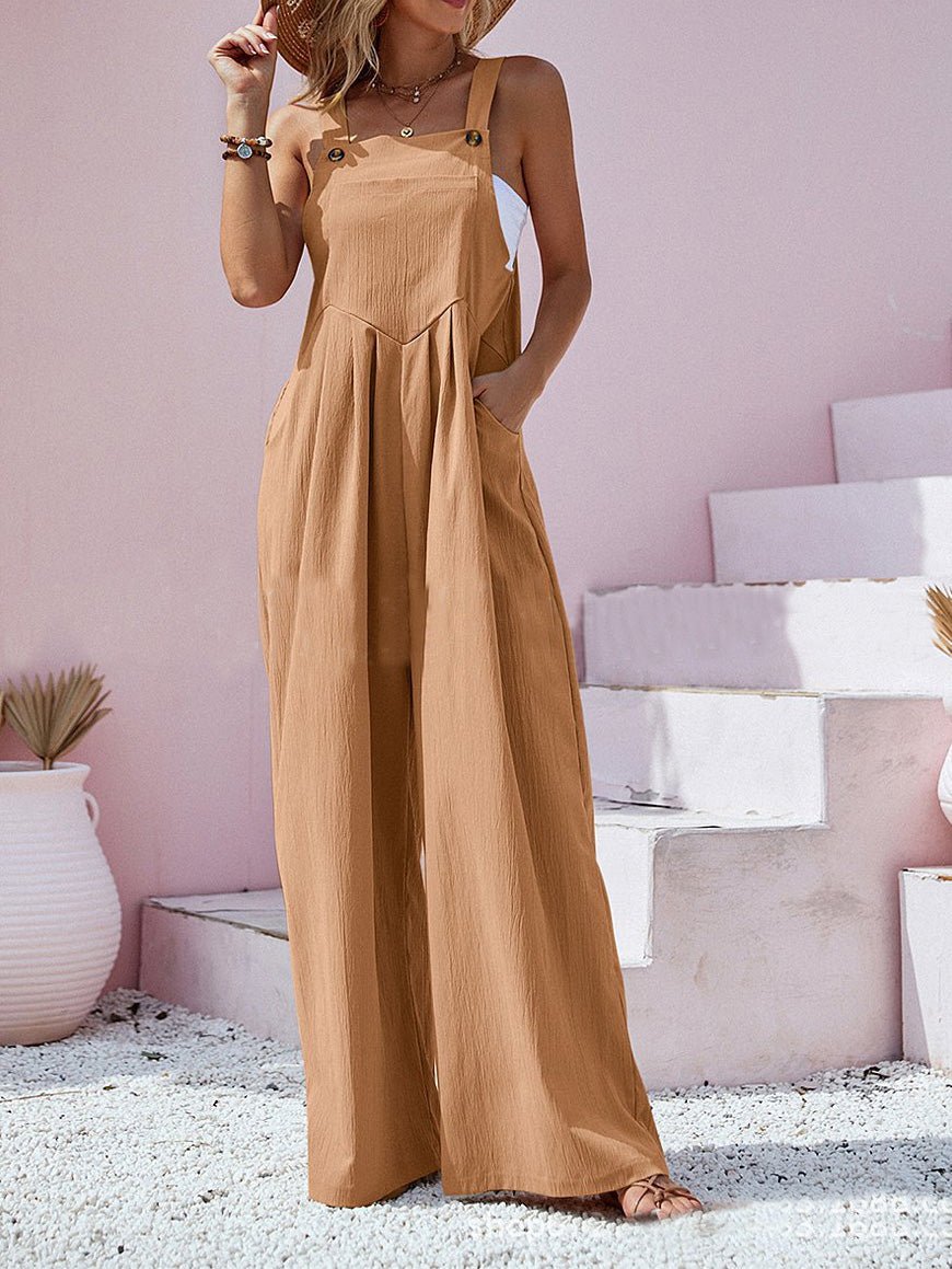 Women's Jumpsuits Solid Sling Pocket Wide-Leg Jumpsuit - LuckyFash™