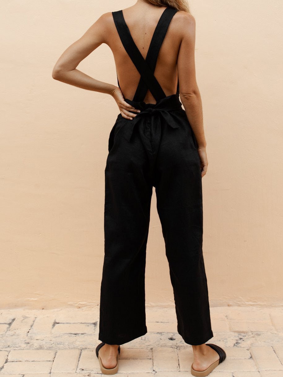 Women's Jumpsuits Square Neck Sling Pocket Jumpsuit - LuckyFash™