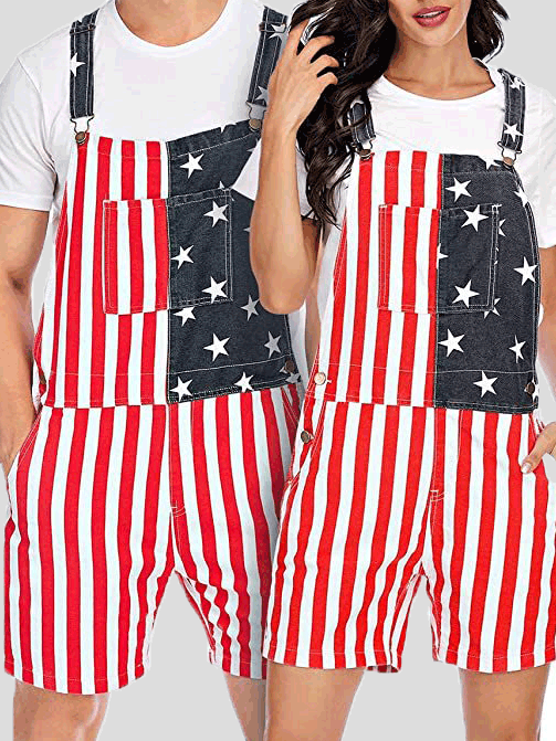 Women's Jumpsuits Striped Star Print Couple Pocket Jumpsuit - LuckyFash™