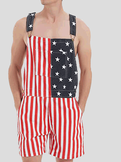 Women's Jumpsuits Striped Star Print Couple Pocket Jumpsuit - LuckyFash™