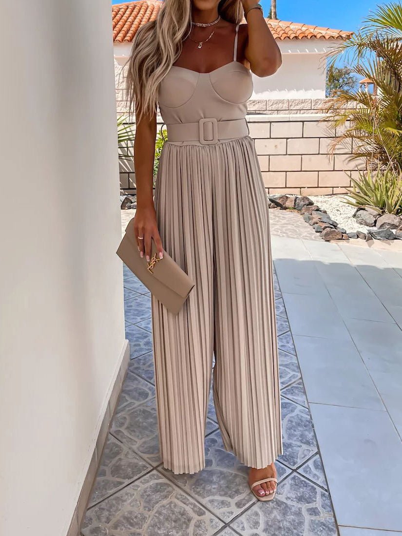 Women's Jumpsuits Suspender Pleated Sleeveless Jumpsuit - LuckyFash™