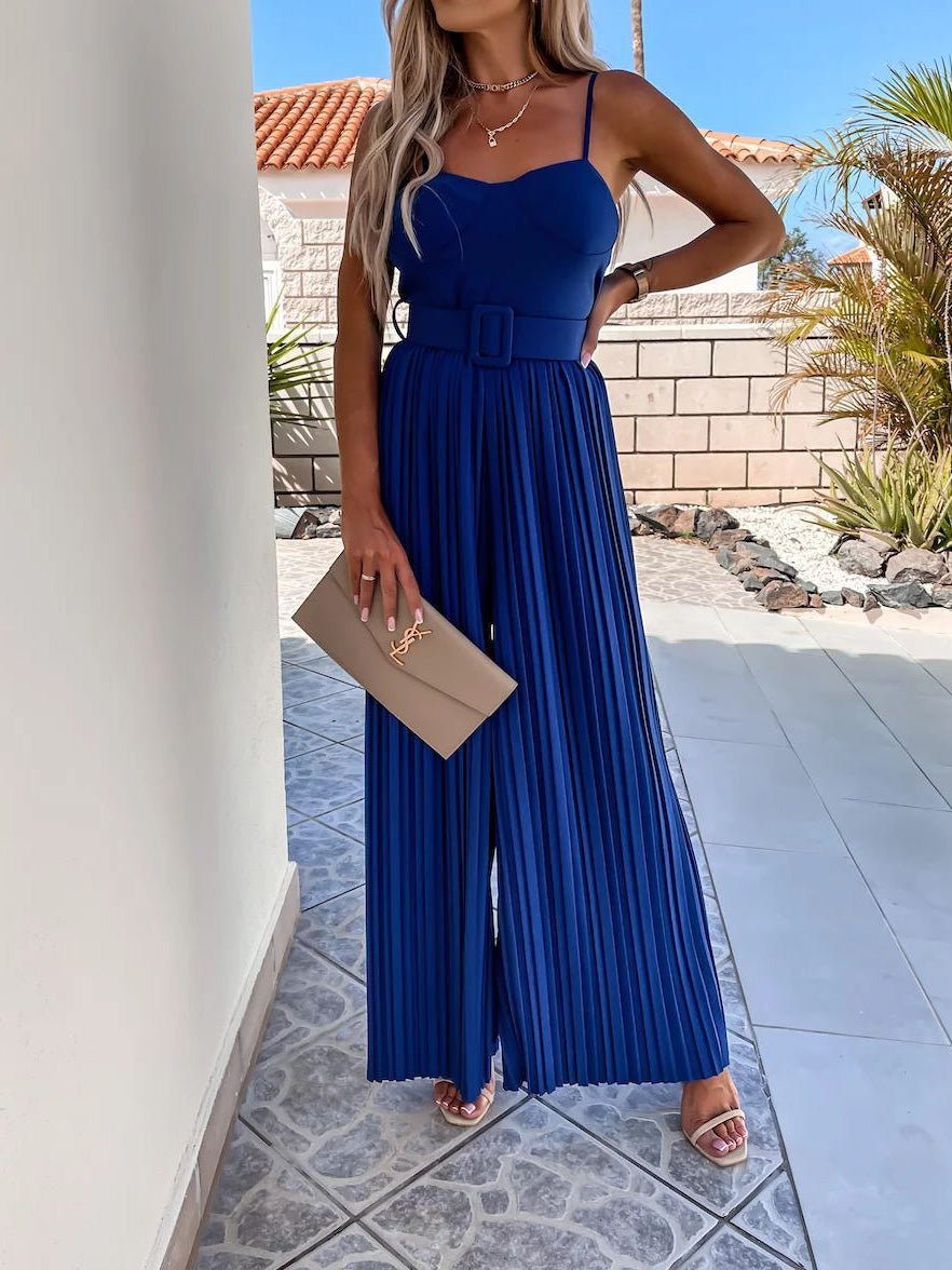 Women's Jumpsuits Suspender Pleated Sleeveless Jumpsuit - LuckyFash™