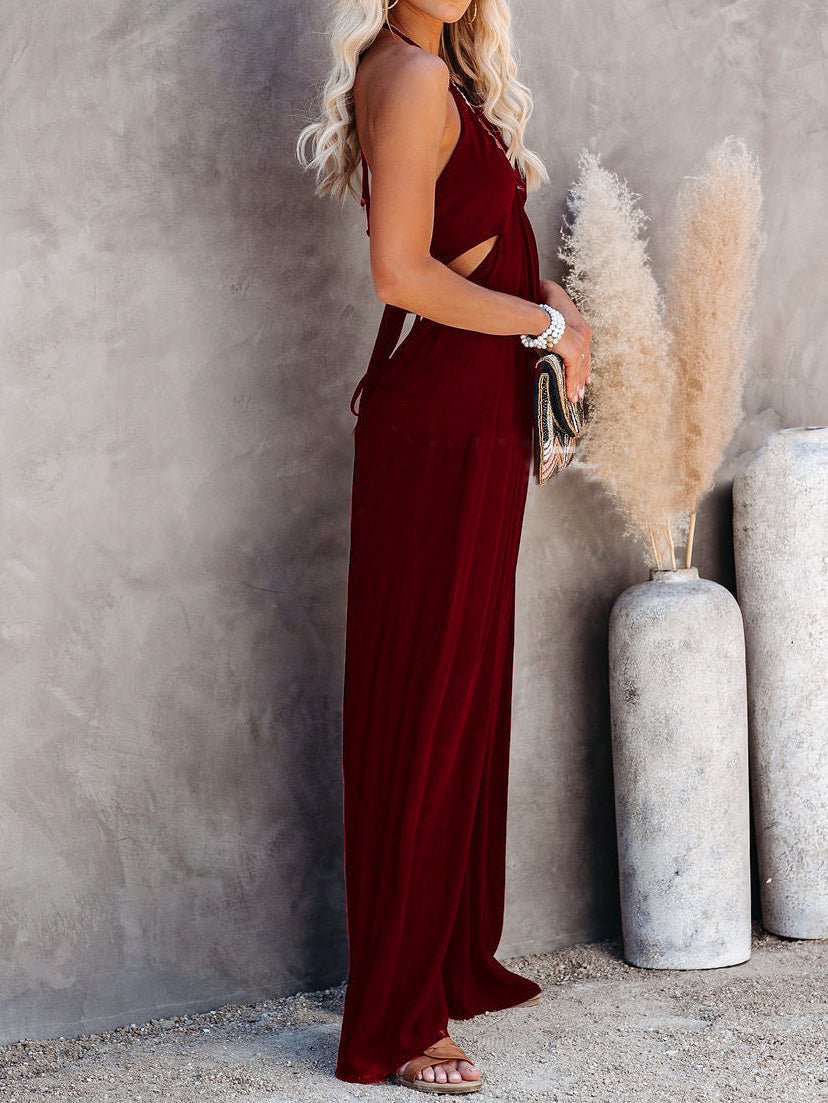 Women's Jumpsuits Suspender U-Neck Backless Wide-Leg Jumpsuit - LuckyFash™
