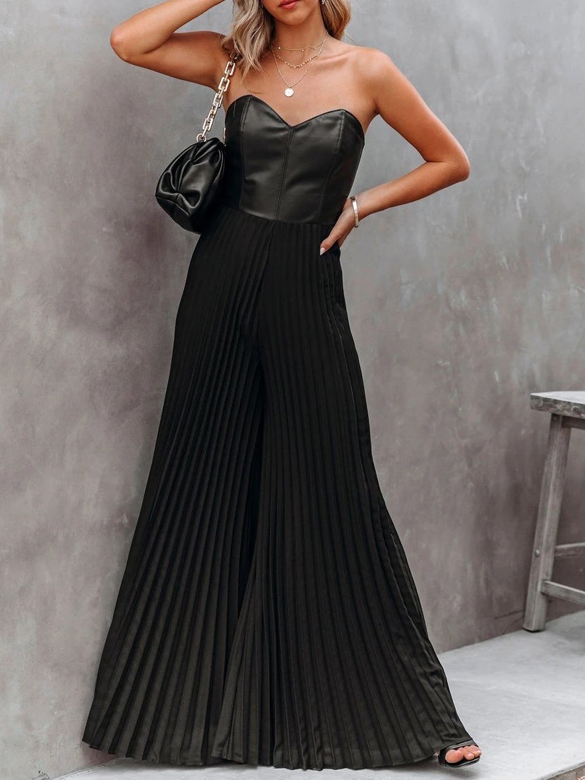 Women's Jumpsuits Tube Top High Waist Wide Leg Casual Jumpsuit - LuckyFash™