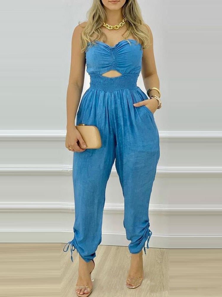 Women's Jumpsuits Tube Top Off-Shoulder Hollow Pocket Jumpsuit - LuckyFash™
