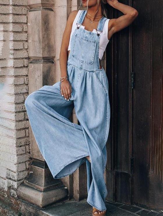 Women's Jumpsuits Wide-Leg Leisure Vacation Denim Jumpsuit - LuckyFash™