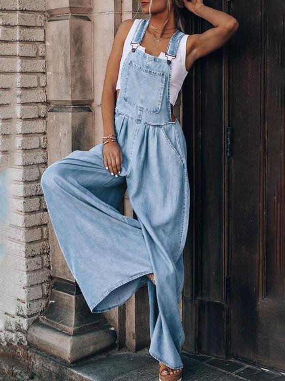 Women's Jumpsuits Wide-Leg Leisure Vacation Denim Jumpsuit - LuckyFash™