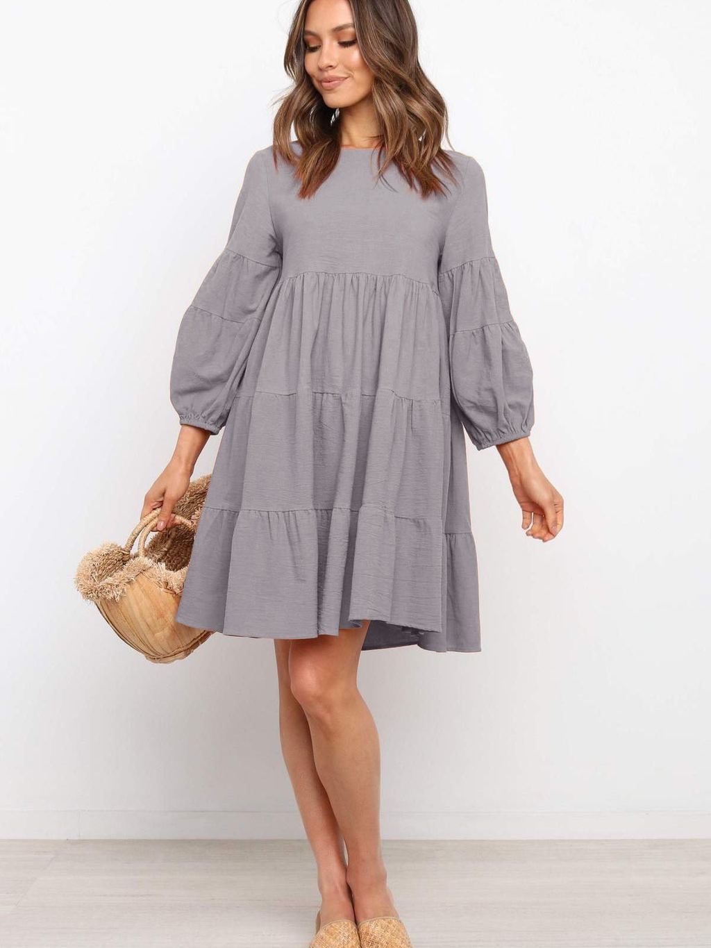 Women's Lantern Sleeve Long Sleeve Dress - LuckyFash™