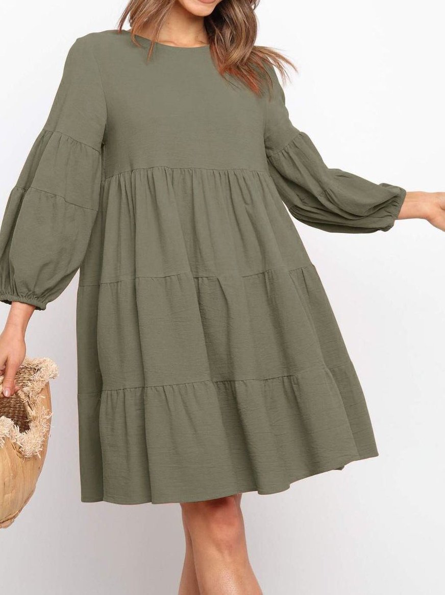 Women's Lantern Sleeve Long Sleeve Dress - LuckyFash™