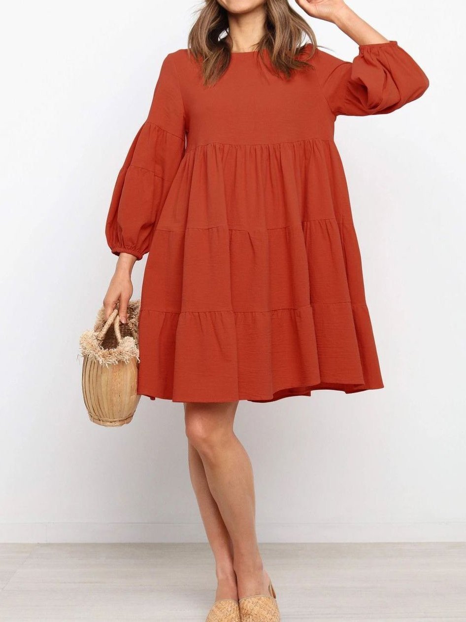 Women's Lantern Sleeve Long Sleeve Dress - LuckyFash™