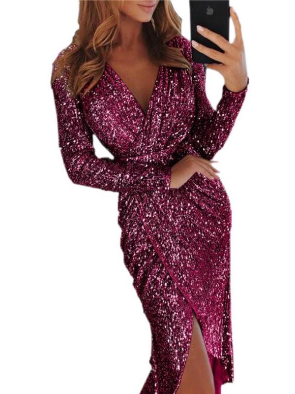 Women's Long Sleeved Sequined Dress - LuckyFash™