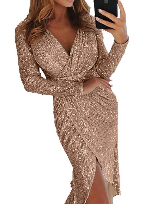 Women's Long Sleeved Sequined Dress - LuckyFash™