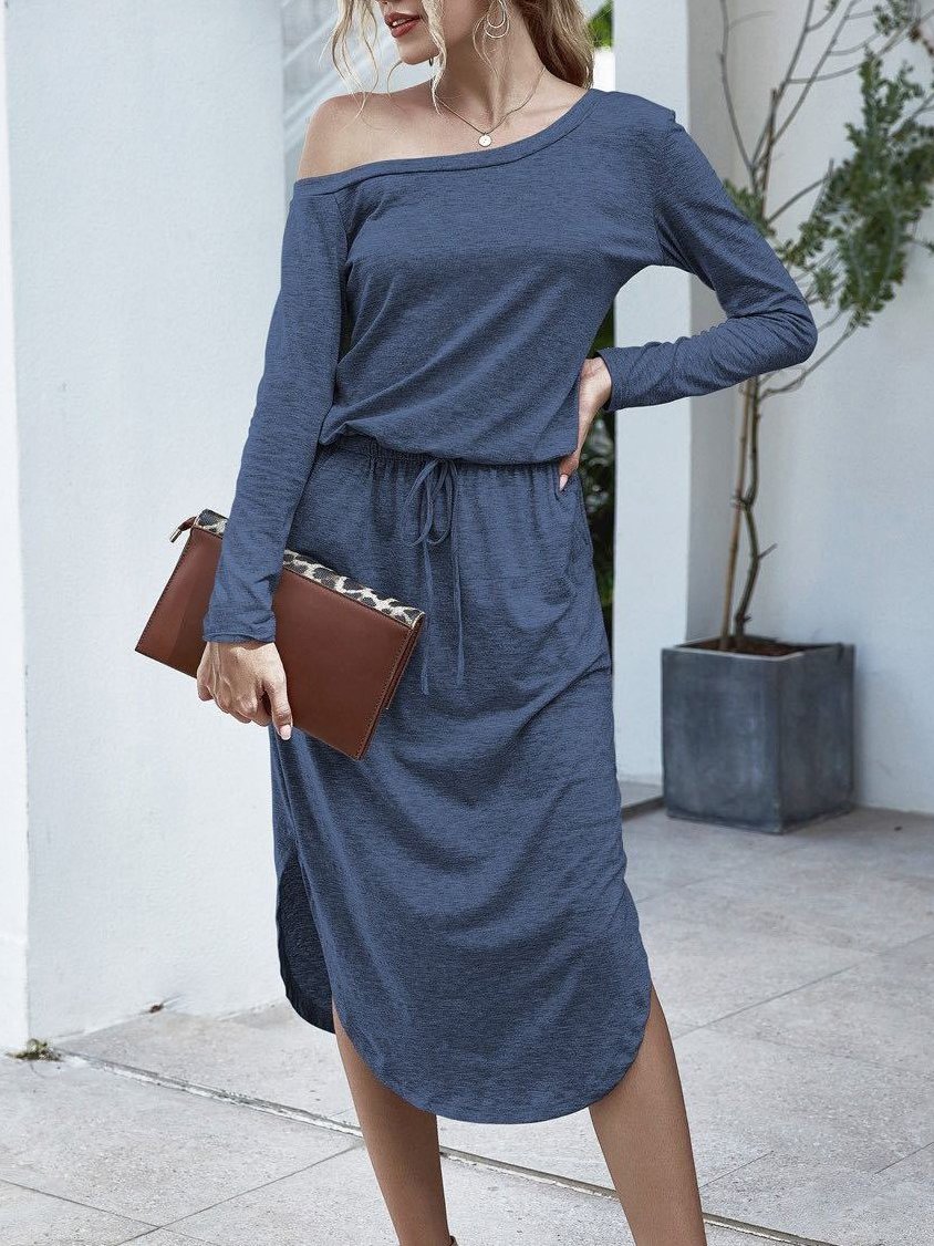 Women's Off-the-shoulder Open Fork Design Long Dress - LuckyFash™