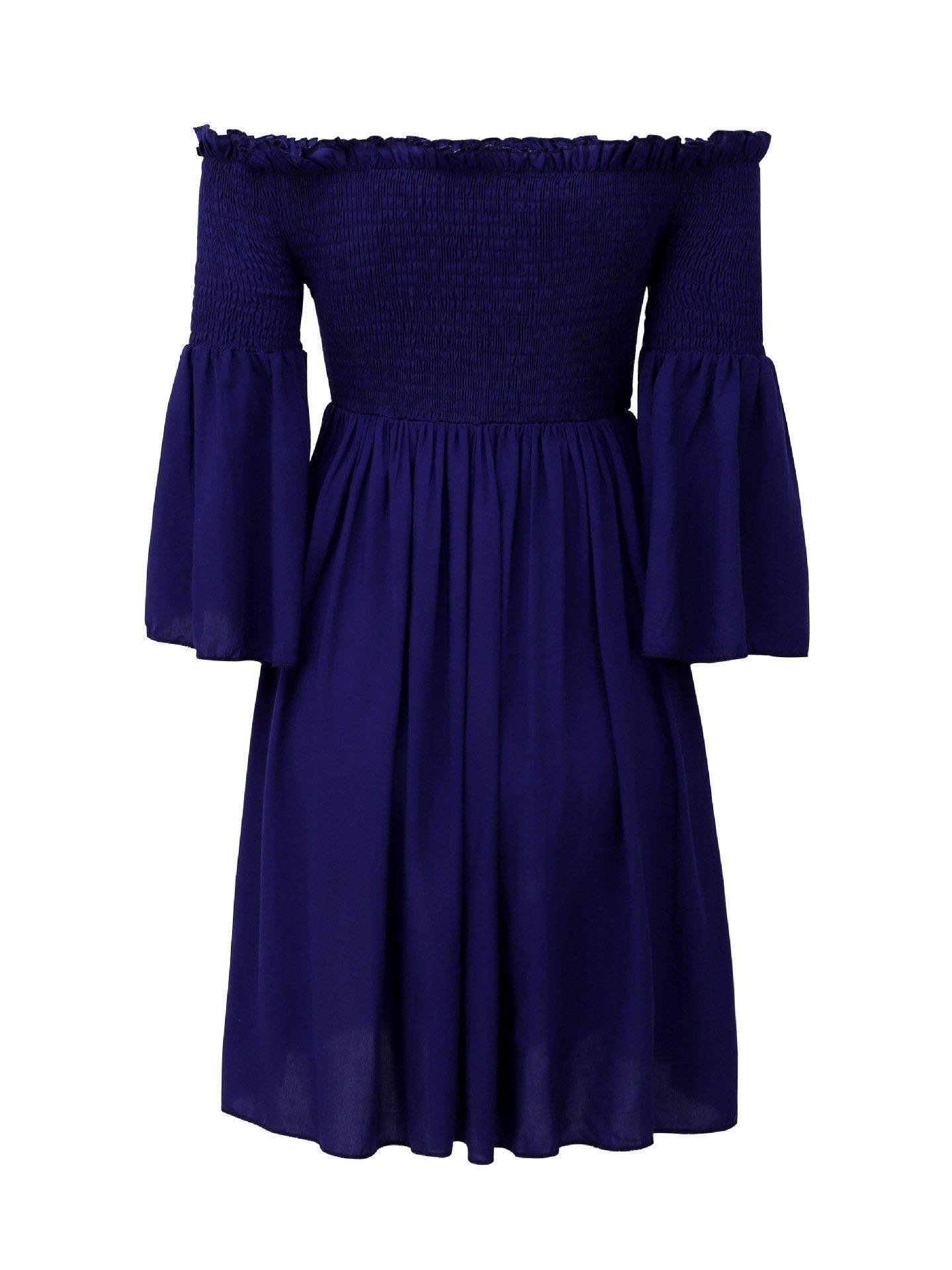 Women's Off-the-shoulder Slim Fit Pleated Dress - LuckyFash™