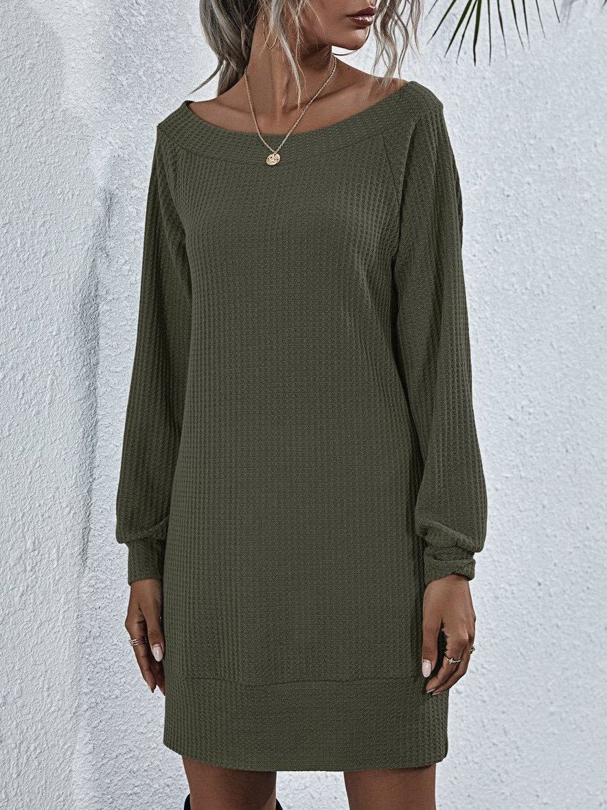 Women's One-line Shoulder Dress With Long Sleeves - LuckyFash™