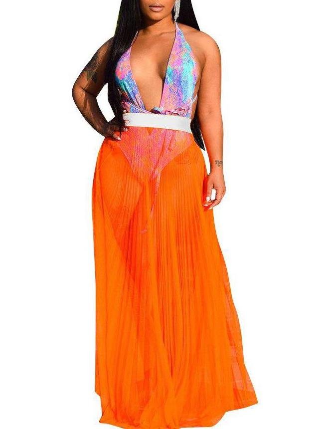 Women's Pure Color Mesh Pleated Skirt - LuckyFash™