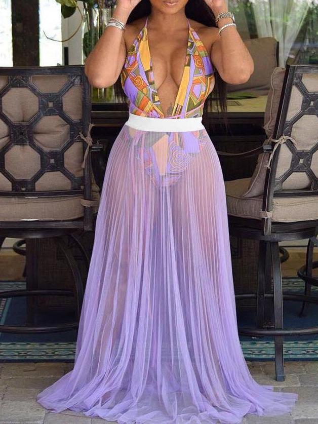 Women's Pure Color Mesh Pleated Skirt - LuckyFash™