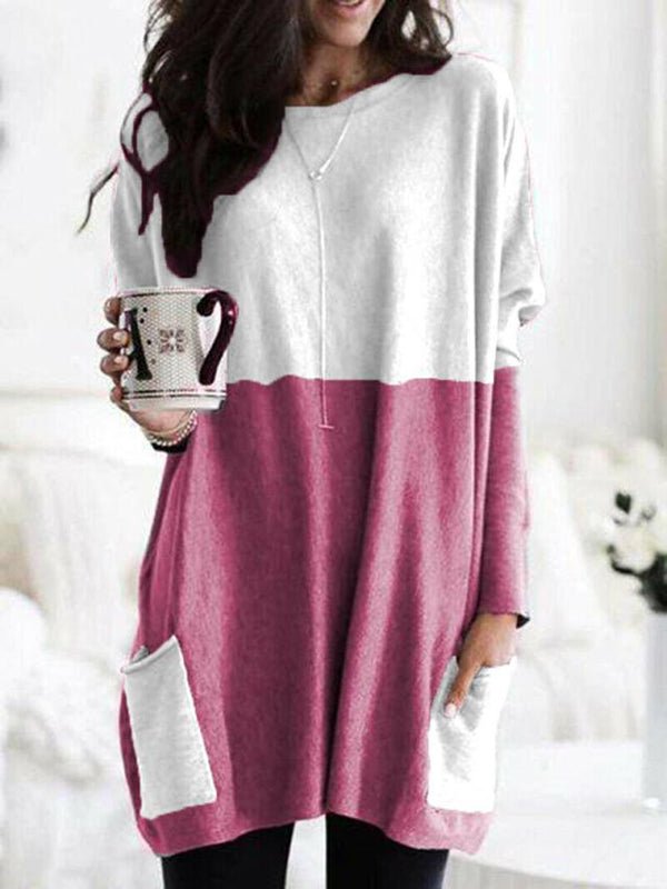 T-Shirts Long Sleeve Colorblock Casual Pocket T-Shirt - LuckyFash™