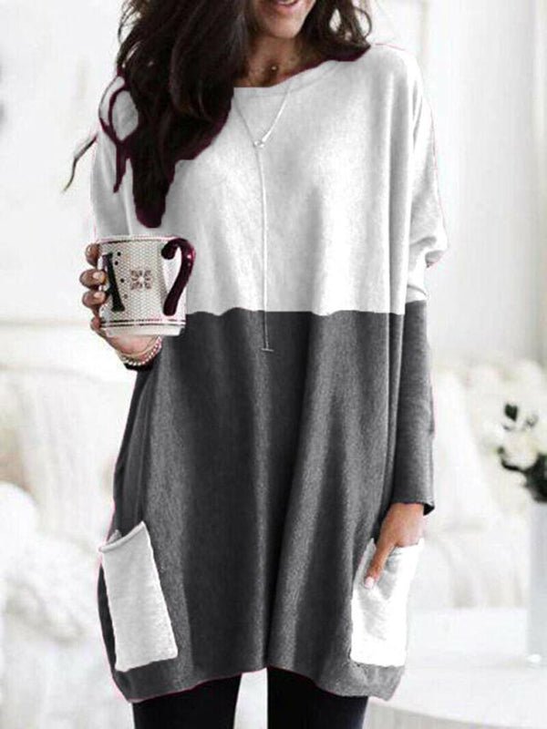 T-Shirts Long Sleeve Colorblock Casual Pocket T-Shirt - LuckyFash™