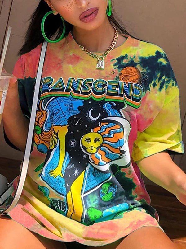 T-Shirts Street Style Colorful Tie Dye Printed T-Shirt - LuckyFash™
