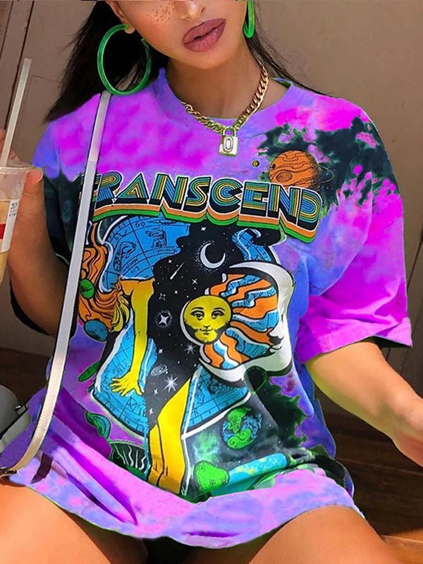 T-Shirts Street Style Colorful Tie Dye Printed T-Shirt - LuckyFash™