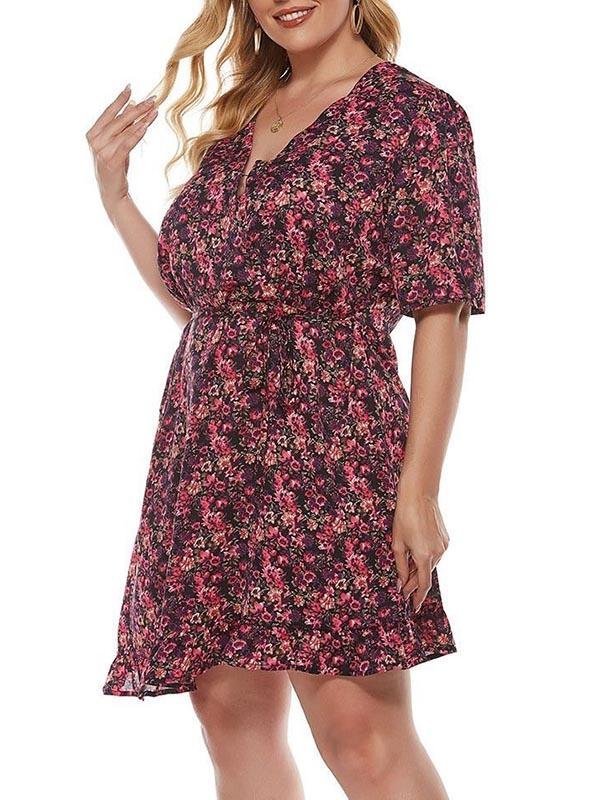 Women's V Neck Short Sleeve Dress - LuckyFash™
