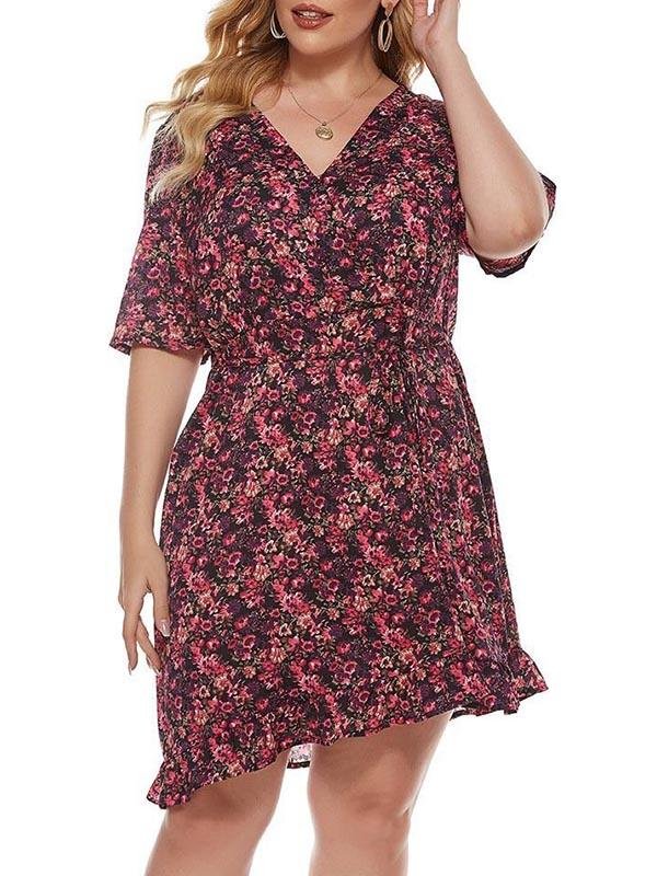 Women's V Neck Short Sleeve Dress - LuckyFash™