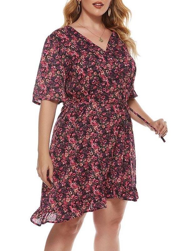Women's V Neck Short Sleeve Dress - LuckyFash™
