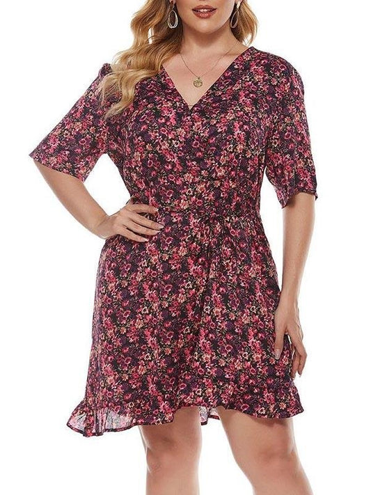 Women's V Neck Short Sleeve Dress - LuckyFash™