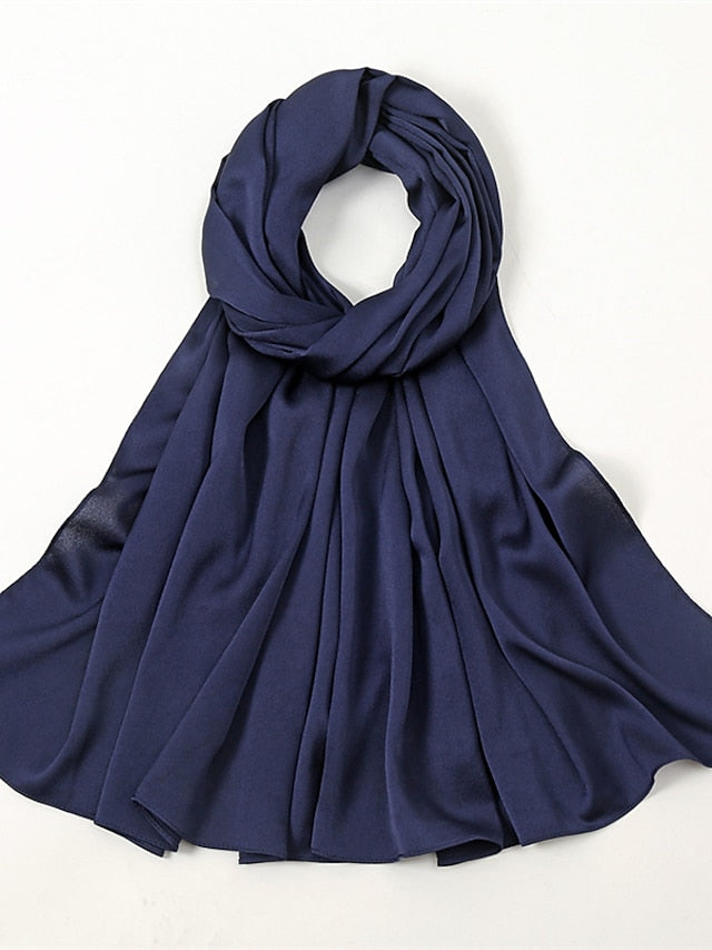 Crinkle Satin Hijab for Muslim Women Crepe Plain Shawl Wrinkle Solid Long Turban Islam Headscarf Solid Color Head Wrap Fashion - LuckyFash™
