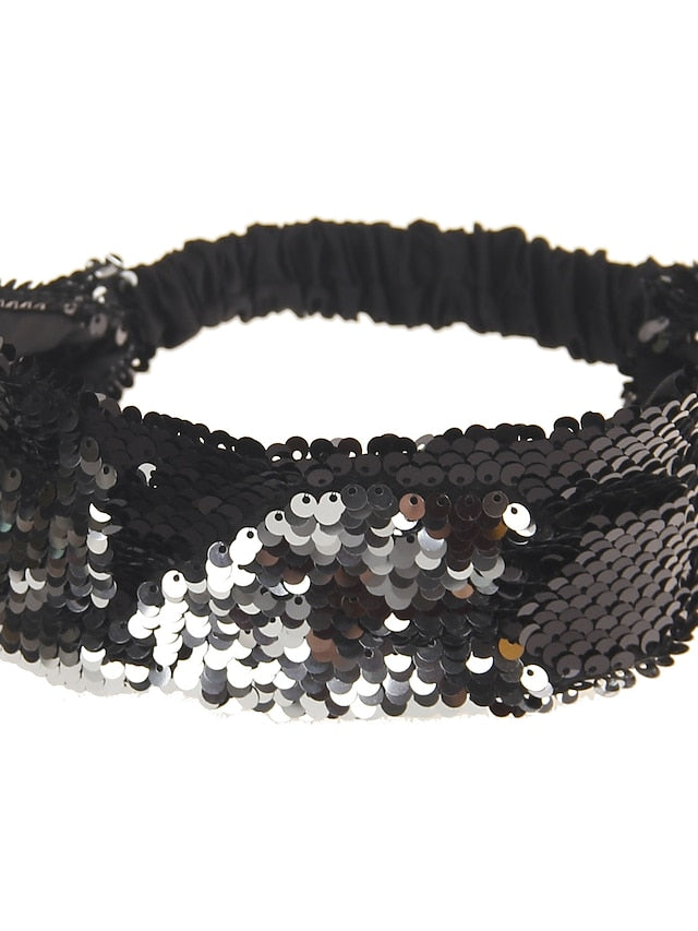 1PC Women's Hairpins Hair Band For Outdoor Daily Sequins Fabric Black White Blue - LuckyFash™