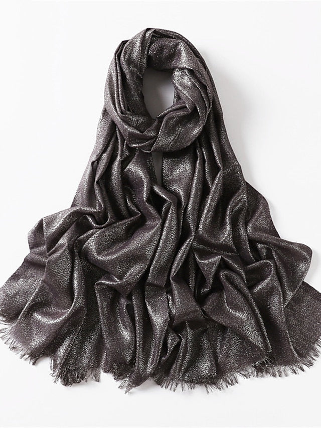 Women's Women's Shawls & Wraps Outdoor Dailywear Holiday Black Brown Purple Scarf Pure Color - LuckyFash™