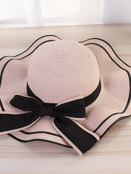 Women's Hat Straw Hat Sun Hat Pink Khaki Navy Blue Outdoor Street Dailywear Bow Ribbon bow Portable Sun Protection Comfort - LuckyFash™
